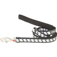 רצועה לכלב M זוהרת שחור זיגזג